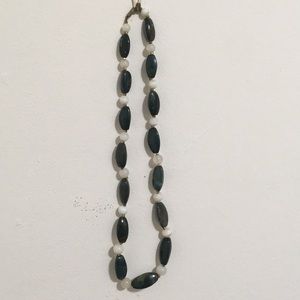 Vintage 1970s Green White Glass Stone Necklace